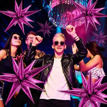 Hot Pink Star Balloons 60Pcs Spike Balloons for Balloon Arch Explosion Mylar Ballons Large Foil Baloons Prom Balloons for Wedding Anniversary Galentine's New Year Bachelorette Birthday Party Supplies - color: Hot Pink