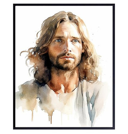 Jesus Christ Christian Wall Decor - Jesus Poster, Picture, Painting - Religious Wall Art - inspiring Christian Gifts for Women, Men - Spirituality Inspiration, Prayer, Psalms, Blessing Art Print