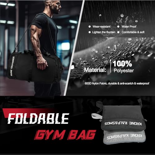 Gym Bag for Men and Women with Shoe Compartment - Lightweight, Waterproof, Foldable Sports Duffel Bag | Small Gym Bag, Black - size: Black