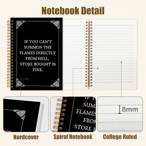 Likjad Funny Gothic Spiral Notebook Journal 5.5x8.3, Funny Gothic Witchy Journals for Writing, If You Can't Summon the Flames Directly Sarcastic Hardcover Notebooks for Note Taking - color: Funny Gothic Witchy