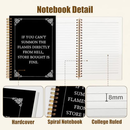 Likjad Funny Gothic Spiral Notebook Journal 5.5x8.3, Funny Gothic Witchy Journals for Writing, If You Can't Summon the Flames Directly Sarcastic Hardcover Notebooks for Note Taking - color: Funny Gothic Witchy