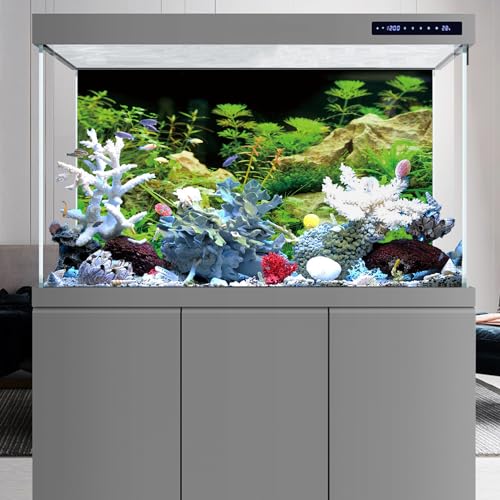 AWERT 48x20 inches Aquarium Background Seaweed Aquarium Background Aquatic Plant Stone River Bed & Lake Fish Tank Background Vinyl Background - size: 48x20in/120x50cm