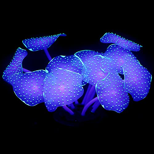 Uniclife Silicone Coral Plant Decorations Glowing Artificial Ornament for Fish Tank Aquarium, Green, Ball Shape - color: Green