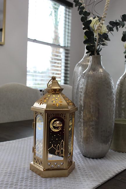 Ramadan Lantern Allahuma Balighna Premium Quality - Tabletop Decorative Mirrored Light Bright Lightning for Home Decorations Muslim New Year Festivals, Celebrations, Parties