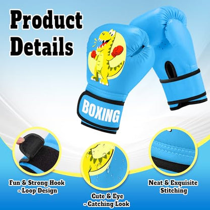Kids Boxing Gloves for Boys & Girls, Youth Boxing Training Gloves for Kids Age 3 to 9 Years, 4OZ Training Sparring Gloves for Punching Bag Kickboxing Muay Thai MMA - color: Blue