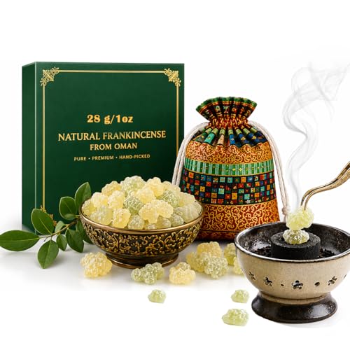 Luxury Omani Green Frankincense Resin Gift Set, High-Grade Incense Tears, Fresh Citrusy Aroma for Spiritual Rituals, Meditation, Relaxation & Home Fragrance (28g / 56g) (28)
