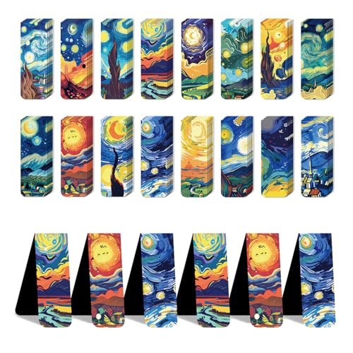 96 Pieces Magnetic Bookmarks Magnet Page Markers - Book Marks for Reading Women & Men with Storage Boxes - Cute Magnet Bookmark Clips for Reading Pleasure（Oil Painting） - size: 96, style: Oil Painting Style
