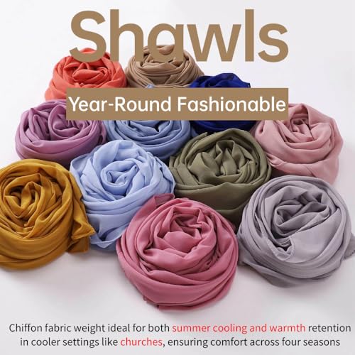 Chiffon Scarf for Women Lightweight Breathable Sunscreen Soft Solid Hijab Scarf for Daily & Muslim Wear - color: Light Rose Pink Chiffon Scarf