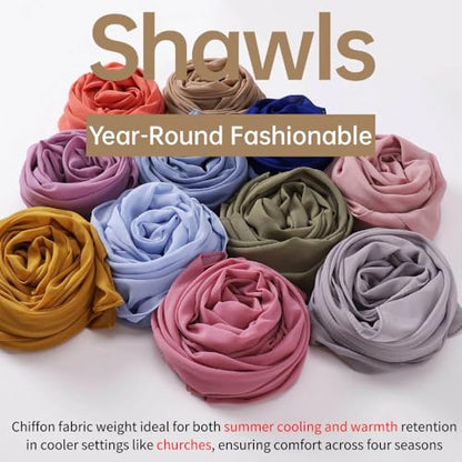 Chiffon Scarf for Women Lightweight Breathable Sunscreen Soft Solid Hijab Scarf for Daily & Muslim Wear - color: Light Rose Pink Chiffon Scarf