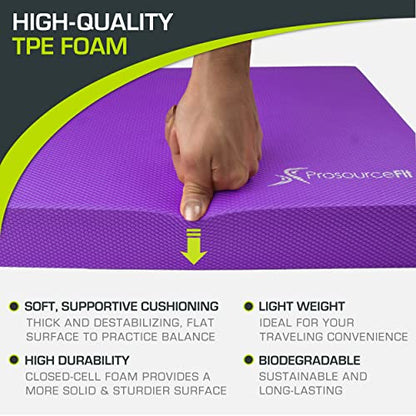 ProsourceFit Exercise Balance Pad, Non-Slip Cushioned Foam Mat & Knee Pad for Fitness and Stability Training, Yoga, Physical Therapy - color: Purple, size: L - (15.5" x 12.75")