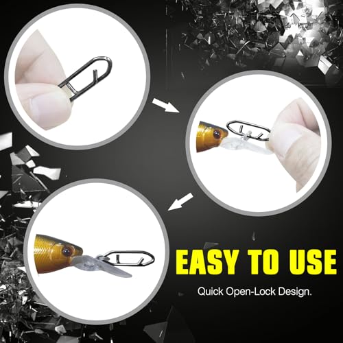 High Strength Fishing Snap Saltwater Stainless Connector Snaps Swivels Tackle Steel Power Fishing Clip Lure Quick Change Black Nickel - size: Size4 (110lb) 50 pcs