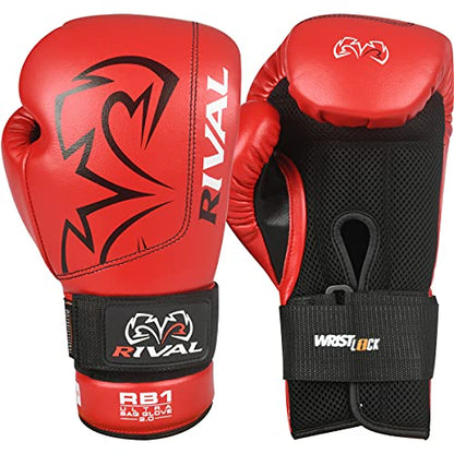 RIVAL Boxing RB1 2.0 Ultra Bag Gloves, Hook and Loop Closure, Super-Resistant Microfiber, High-Density Foam, Breathable Mesh Palm - color: Red, size: Large
