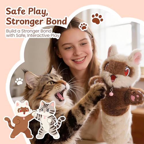 Cat Wrestling Glove, 22 inch Cat Puppet Wrestler with 3 Catnip Pouches & 3 Layer Resistant Protection, Interactive Cat Toy with Removable Bell for Boredom Relief & Mental Stimulation, Raccoon - color: Raccoon