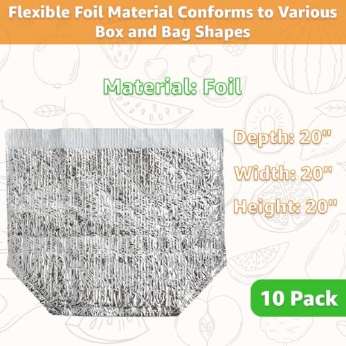 Insulated Box Liner for Frozen Food, Meat, or Fish, Foil Thermal Shipping Bag, 10 Pack 20 x 20 x 20 - size: 20" x 20" x 20"