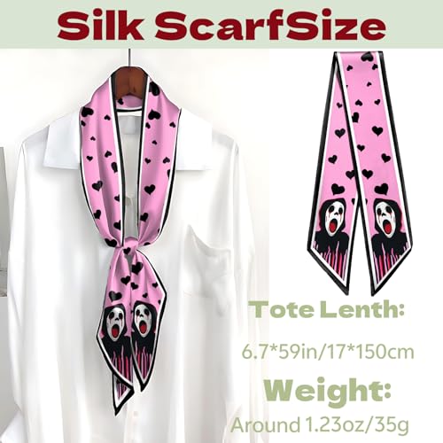 Head Hair Scarf Neck Silk Feeling Scarves Long Thin Satin Fashion Handbag Cute Decoration Women Girls 59 * 6.7'' - color: O-18-shout