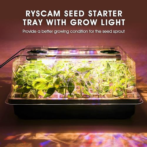 Seed Starter Tray with Grow Light, 192-Cell Seed Starter Kit, Seedling Starter Trays with Humidity Domes, Automatic Timer, Adjustable Light Indoor Gardening Plant Germination Trays - color: Green 4 Set
