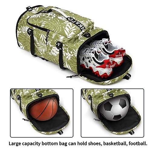 gym duffel bag backpack wrestling bag with shoe compartment 4 kinds of back method waterproof sports walking laptop - color: A-floral Green