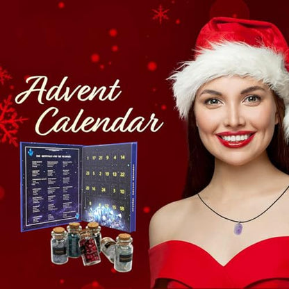 Crystal Advent Calendar 2026 Healing Crystal Natural Gemstone 24 Days Christmas Countdown Calendar for Adult - Natural Crystals Chips Bottles Gift Set for Witch Beginne