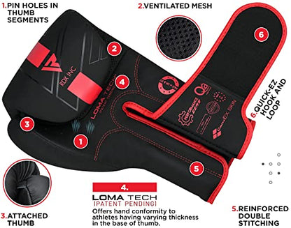 RDX Boxing Gloves, Pro Training Sparring, Maya Hide Leather, Muay Thai MMA Kickboxing, Men Women Adult, Heavy Punching Bag Focus Mitts Pads Workout, Ventilated Palm, Multi Layered, 8 10 12 14 16 18 Oz - color: RED, size: 10 OZ