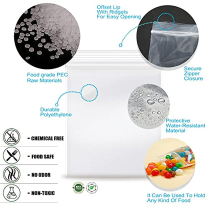 2''x 3'', (Pack of 200) Small Clear Poly Zipper Bags, Reclosable Zipper Lock Storage Plastic Bags for Jewelry, Beads, Screws & Small Items - size: 2" x 3"