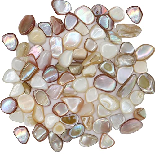 MOP Small Mini Natural Crushed Mother of Pearl Shells Colorful | Seashell Fragments for Crafts, Vase Filler and Wedding Decor, 32 oz (2 lb) - color: Colorful