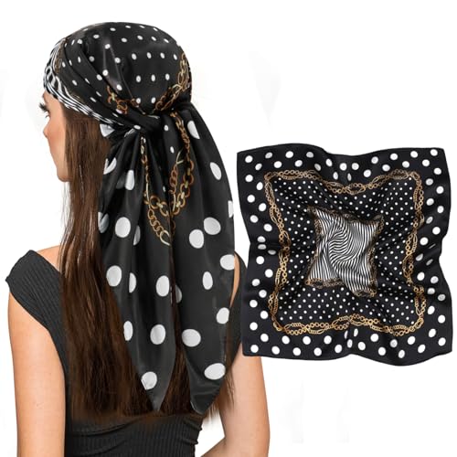 vimate 35" Square Silk Like Head Scarf - Women's Fashion Satin Scarf Bandana for Hair Wrapping at Night. - color: H1#. Style--132