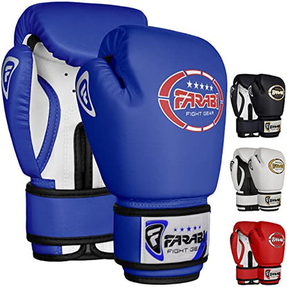 Kids Boxing Gloves for 3-10 Years 4 oz Youth Boxing Gloves Junior Punching Gloves MMA Muay Thai Boys and Girls Training Gloves - color: Blue/White