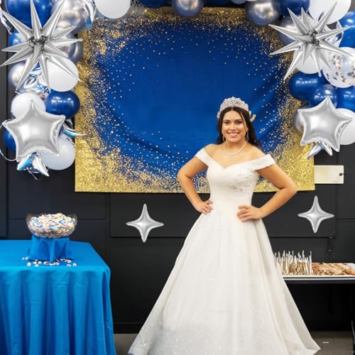 Silver Star Balloons,16Pcs 22/18/10 Inch Birthday Graduation Decorations - color: Silver