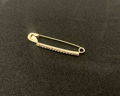 Golden Colour Diamonds Designer Safety pin Saree pin one Side of Safety pin - 12 Pack