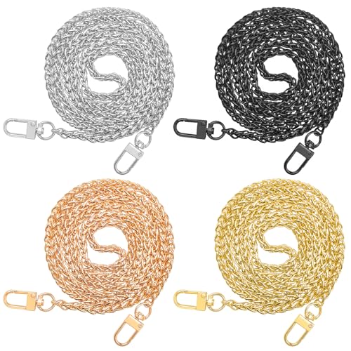ELANE 4 PCS Purse Chain Straps,47" Purse Straps Purse Chains for Handbags Accessories for Crossbody Bags Purses - color: O-black+silver+light Gold+gold