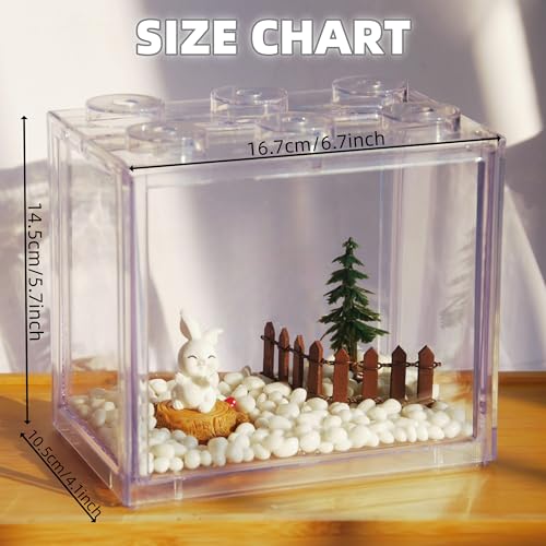 Small Betta Fish Tank, Stackable Mini Aquarium Tank Kit with Aquarium Gravel & Forest Micro Landscape, 0.6 Gallon Acrylic Cube Fish Bowl for Sea Monkeys Shrimp Snails (Clear) - color: Clear