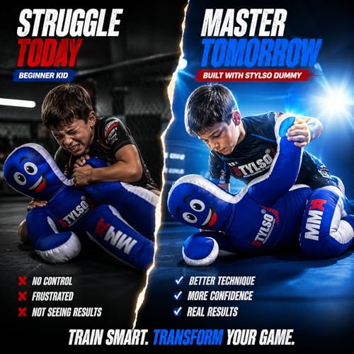 Unfilled Wrestling Dummy for Kids – Youth Grappling Dummy BJJ, MMA, Jiu Jitsu & Judo Training Partner – Durable Martial Arts Practice Buddy - color: Blue, size: 4ft / 48"