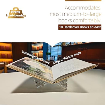 Butterfly Acrylic Book Stands - Book Holders for Magazine, Art, Cook Book, Bible Stand - Rounded Corners, Sleek Transparent - Lightweight Yet Sturdy-8mm, 12" x 7" x 5.2" - style: No laser logo