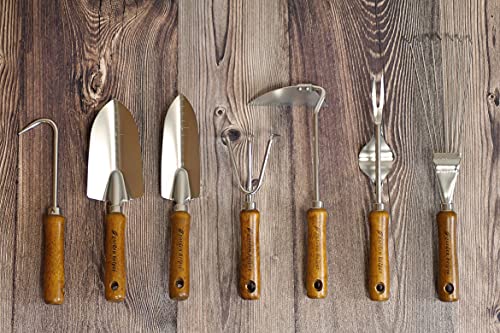 Japanese Garden Trowel Heavy Duty Japanese Steel with Wood Handle, Garden Transplanter Tool for Digging, Scooping, Transplanting, Made in Japan, Small Silver - color: Brown Trowel Small