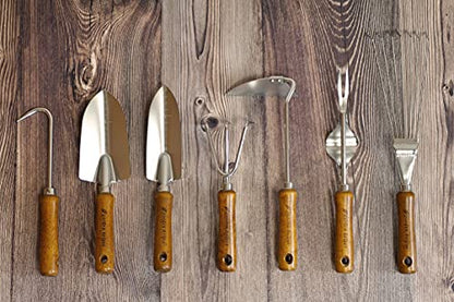Japanese Garden Trowel Heavy Duty Japanese Steel with Wood Handle, Garden Transplanter Tool for Digging, Scooping, Transplanting, Made in Japan, Small Silver - color: Brown Trowel Small