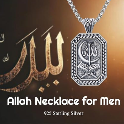 PELOVNY Allah Necklace for Men Women 925 Sterling Silver Islam Allah Pendant Chain Islamic Muslim Religious Jewelry Gifts - color: Allah-01