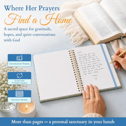 Hardcover Blank Christian Notebook – 140 Pages – Eccles. 3:11 | Lined Pages with Bible Verse Cover – Inspirational Writing Spiral Notebook for Bible Study and Prayer, Ecclesiastes 3:11 - color: Light Blue