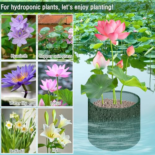 EBaokuup 4 Pcs Aquatic Pond Planting Bags-7" Reusable Mesh Water Garden Pond Plant Pot-Breathable Green Round Lily Plant Pots for Pond Bog Plant Garden Terrestrial Plant - color: Green, size: Round