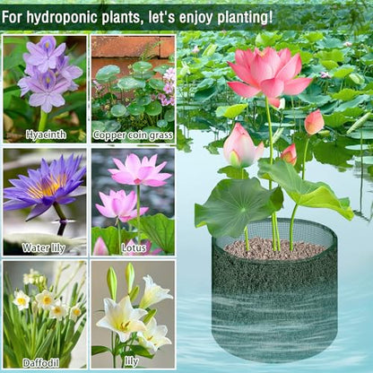 EBaokuup 4 Pcs Aquatic Pond Planting Bags-7" Reusable Mesh Water Garden Pond Plant Pot-Breathable Green Round Lily Plant Pots for Pond Bog Plant Garden Terrestrial Plant - color: Green, size: Round