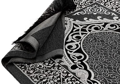 BAYKUL Muslim Prayer Rug, Islamic Turkish Prayer Rugs, Great Ramadan Gifts, Prayer Mat for Women and Men,Islam Carpet,Portable Muslims Mats,Praying Rugs Islam with Beads-Gift Prayer Beads 99 (Grey) - color: Grey