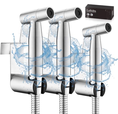 Handheld Toilet Bidet Sprayer for Toilet-Adjustable Water Pressure Control with Bidet Hose for Feminine Wash, Stainless Steel Brushed Nickel Cloth Diaper for Baby Wash (Stainless Steel, 3 Pack) - color: Brushed Nickel, size: 3 Pack