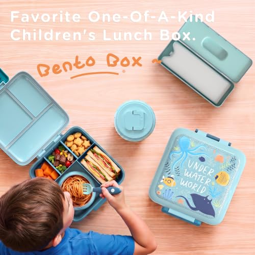 JXXM Bento Lunch Box for Kids with 8oz Soup Thermo,Leak-Proof Lunch Containers with 5 Compartment,Thermo Food Jar Food Containers for School (Blue-Octopus) - color: Blue-Octopus