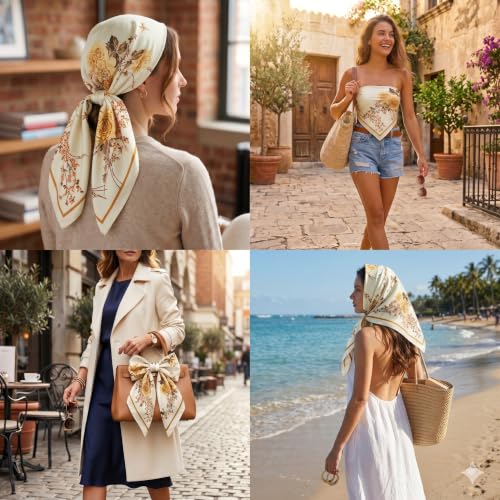 YOUR SMILE Silk Like Scarf Women's Fashion Pattern Large Square Satin Headscarf Headdress - color: 109