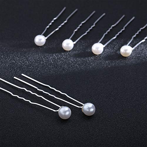 WILLBOND 40 Pack White Pearl Hair Pins, U-shaped Bobby Pins for Bridal Wedding Hairstyles, Elegant Hair Accessories for Brides, Bridesmaids, Prom and Special Occasions(0.3 Inch) - style: 0.3 Inch