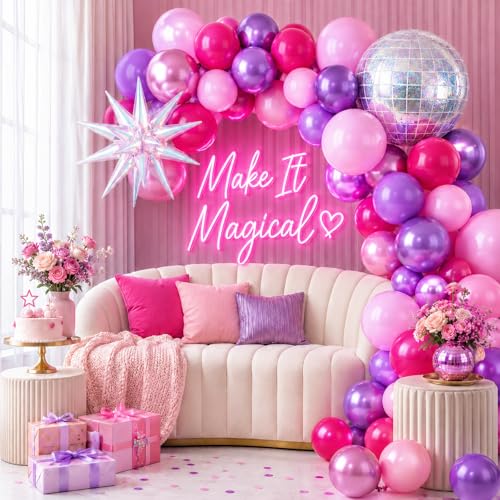 K-Pop Music Balloons, Pink Purple Balloon Iridescent Disco Foil Balloons - color: Purple and Pink, size: 30PC