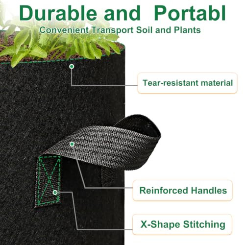 12-Pack 7 Gallon Grow Bags, 300G Thickened Nonwoven Garden Pots,Heavy Duty Fabric Pots with Reinforced Handles - size: 7 Gallons