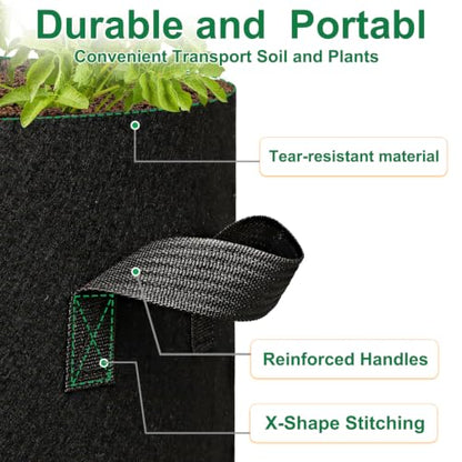12-Pack 7 Gallon Grow Bags, 300G Thickened Nonwoven Garden Pots,Heavy Duty Fabric Pots with Reinforced Handles - size: 7 Gallons