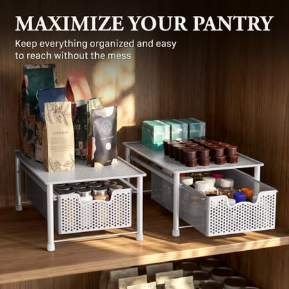 Simple Houseware Stackable Cabinet Basket Drawer Organizer, White - color: White, size: 1-Tier