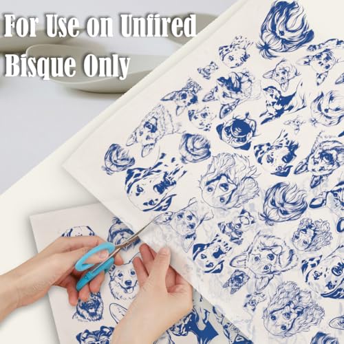 SUPERDANT 5PCS Dogs Underglaze Paper Transfer Animals Transfer Papers for Clay Ceramic Porcelain Under Glaze Transfers for Pottery Enamel Decals Blue Underglaze Decal Handcrafted Gifts - style: Dogs