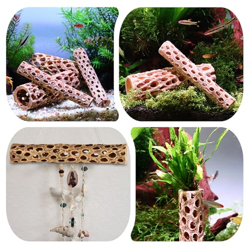 6“ Resin Cholla Wood Aquarium Décor Wood- Realistic Shrimp Hideout & Climbing Toy (6" L×2”Dia, 2pcs)